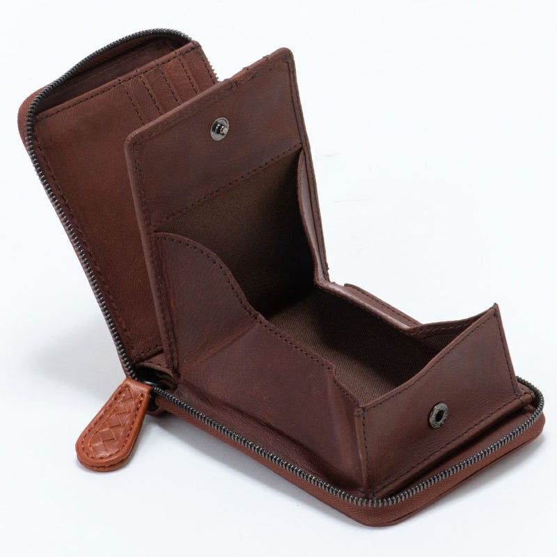 NOMADOI アラバマ ラウンドファスナー 二つ折り札入れ ブラウン