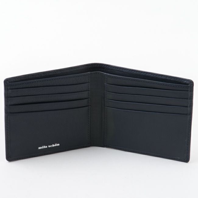 mila schon CALF LEATHER カード付き二つ折り財布 ネイビー