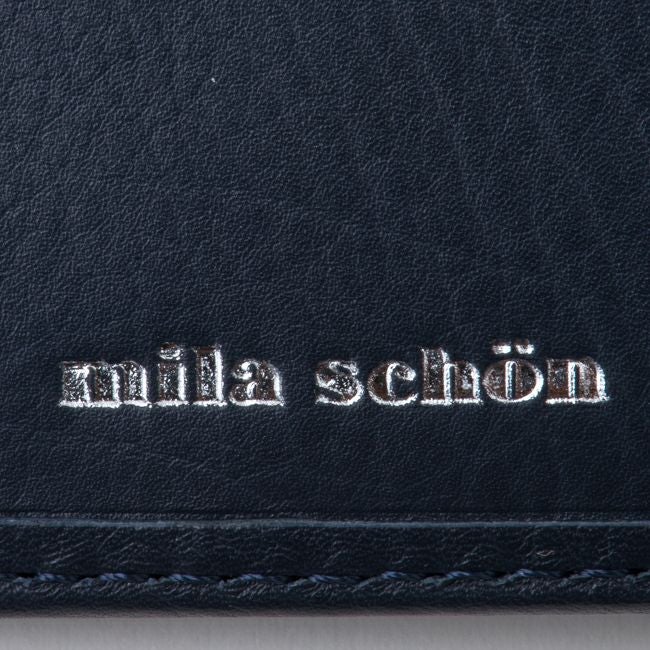 mila schon CALF LEATHER カード付き二つ折り財布 ネイビー