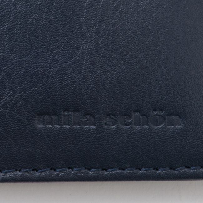 mila schon CALF LEATHER カード付き二つ折り財布 ネイビー