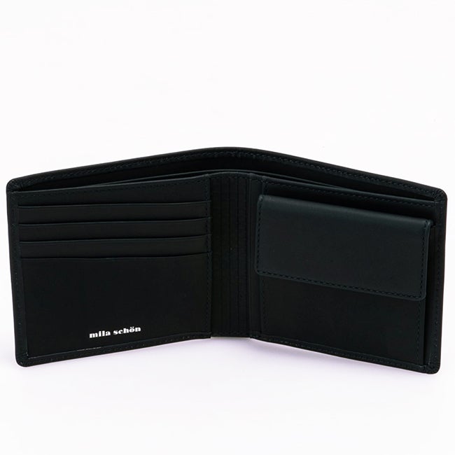 mila schon CALF LEATHER 小銭入付き二つ折り財布 ネイビー