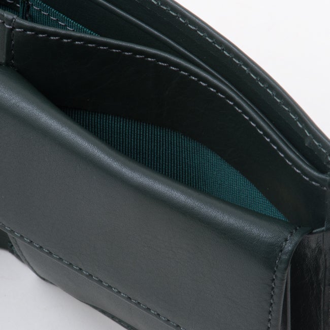 mila schon CALF LEATHER 小銭入付き二つ折り財布 グリーン
