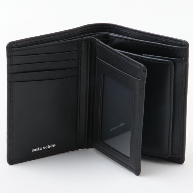 mila schon CALF LEATHER 中ベラ付二つ折り財布 ブラック