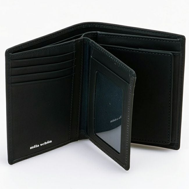 mila schon CALF LEATHER 中ベラ付二つ折り財布 ネイビー