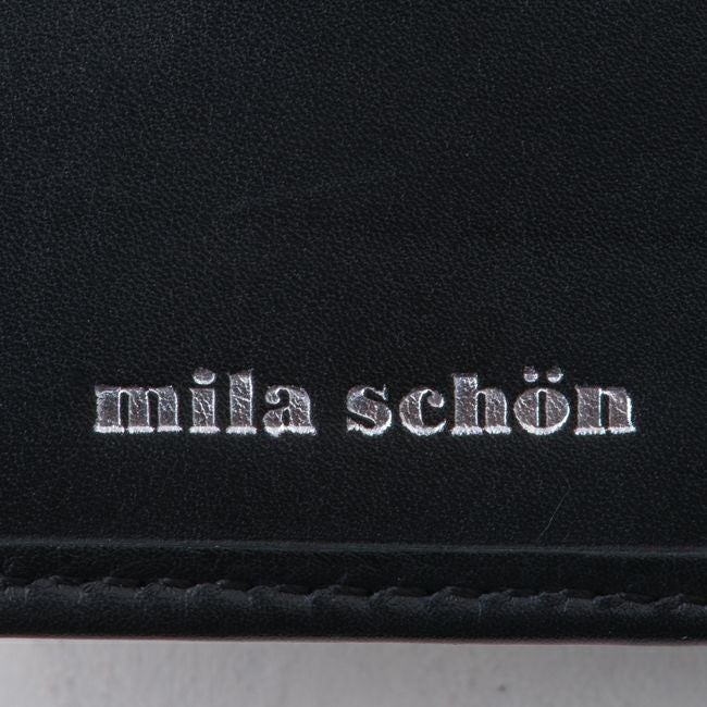 mila schon CALF LEATHER 中ベラ付二つ折り財布 ブラック