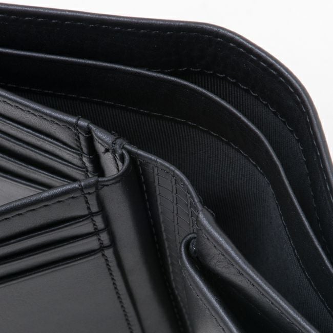 mila schon CALF LEATHER 中ベラ付二つ折り財布 ブラック