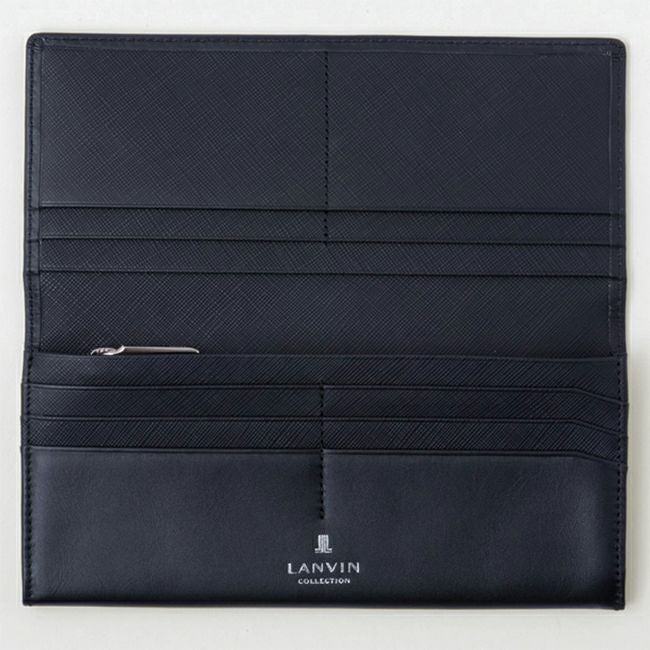 LANVIN COLLECTION EMBOSS COMBINATION かぶせ型長財布 ブラック