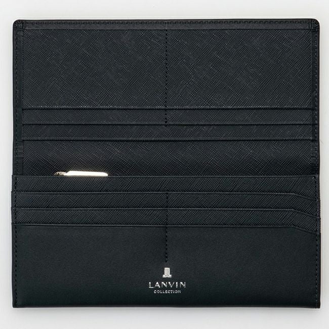 LANVIN COLLECTION EMBOSS COMBINATION かぶせ型長財布 ネイビー