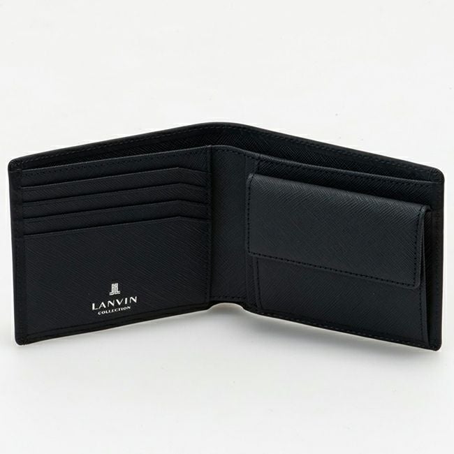 LANVIN COLLECTION EMBOSS COMBINATION 小銭入れ付き二つ折り財布 ネイビー