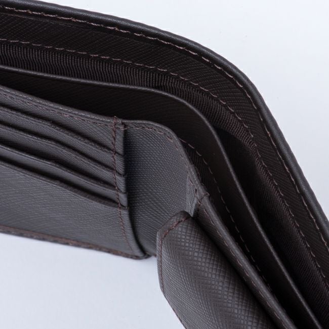 LANVIN COLLECTION EMBOSS COMBINATION 小銭入れ付き二つ折り財布 チョコ