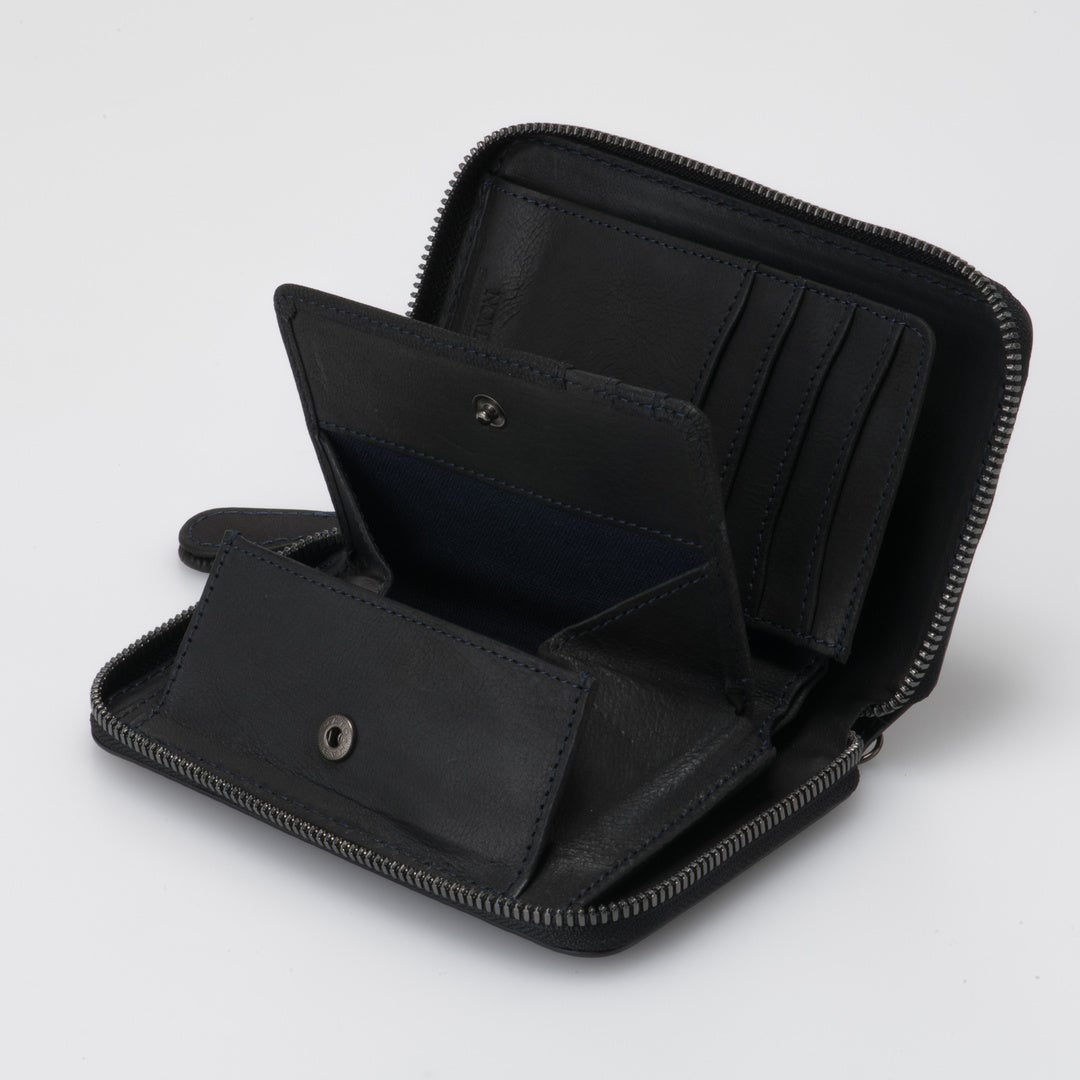 NOMADOI アラバマ ミドルラウンド折り財布 ブラック
