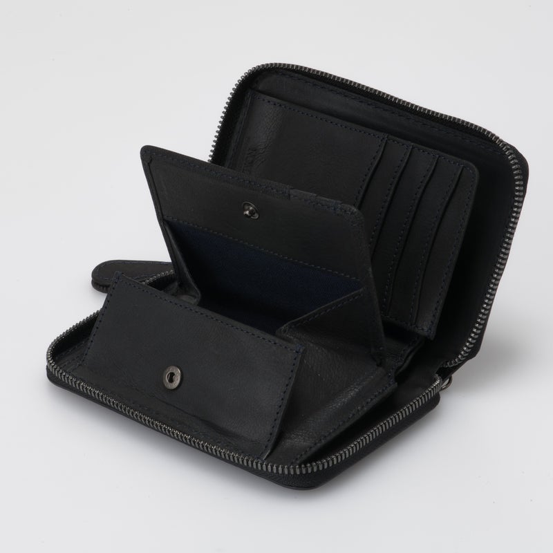 NOMADOI アラバマ ミドルラウンド折り財布 ブラック