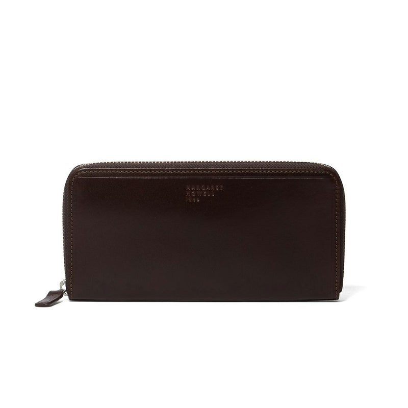 MARGARET HOWELL idea エージングエフェクト ラウンドファスナー長財布 チョコ