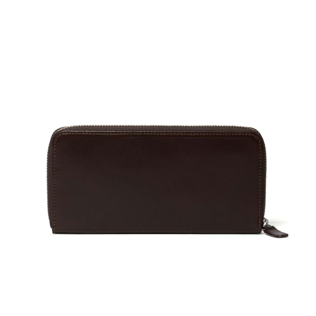 MARGARET HOWELL idea エージングエフェクト ラウンドファスナー長財布 チョコ