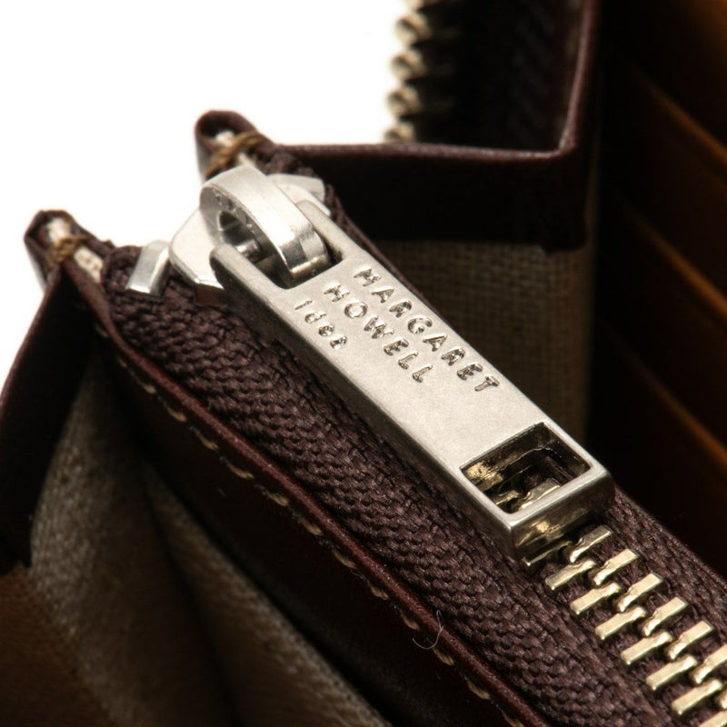 MARGARET HOWELL idea エージングエフェクト ラウンドファスナー長財布 チョコ