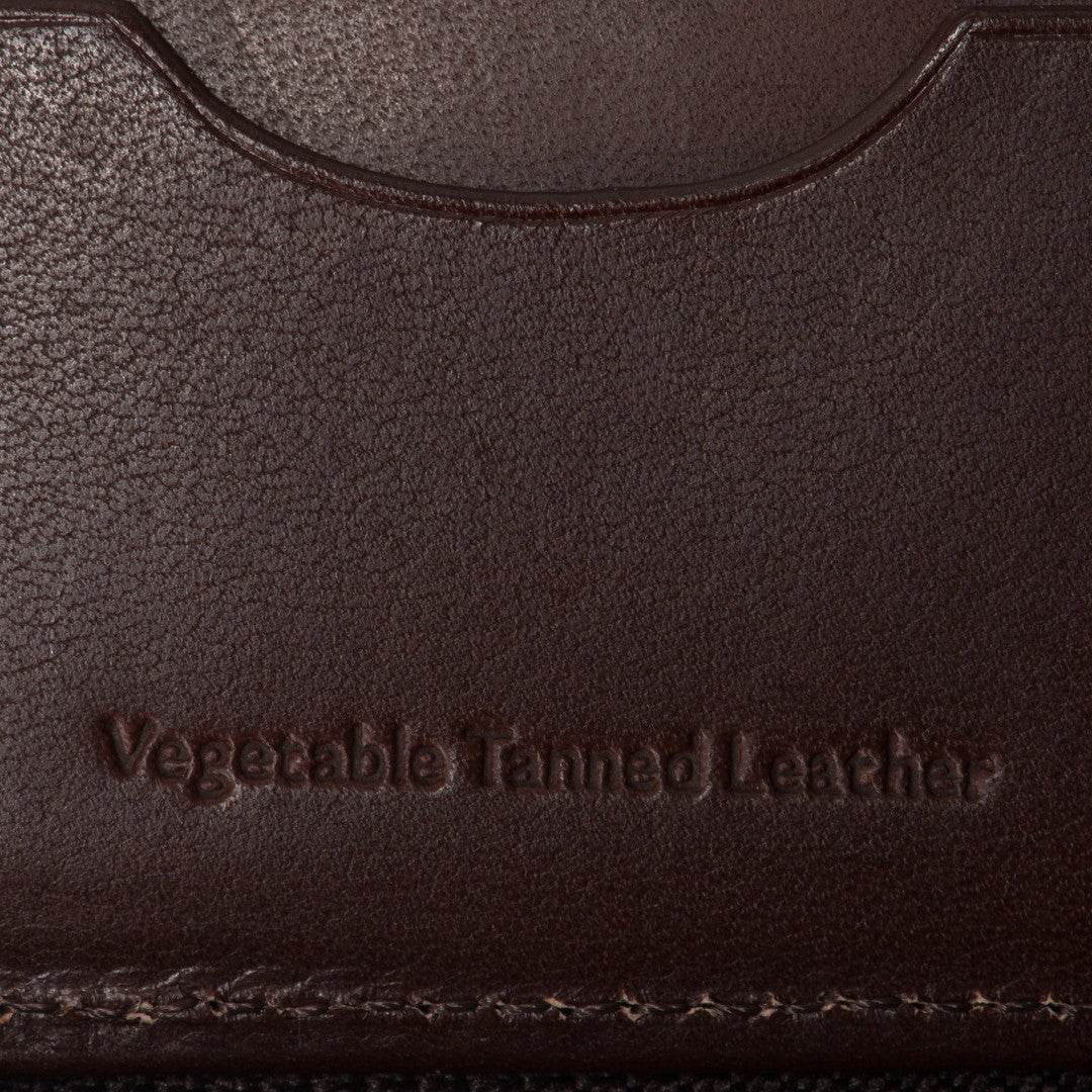MARGARET HOWELL idea ナチュラルタンニング ラウンドファスナー縦型折り財布 チョコ