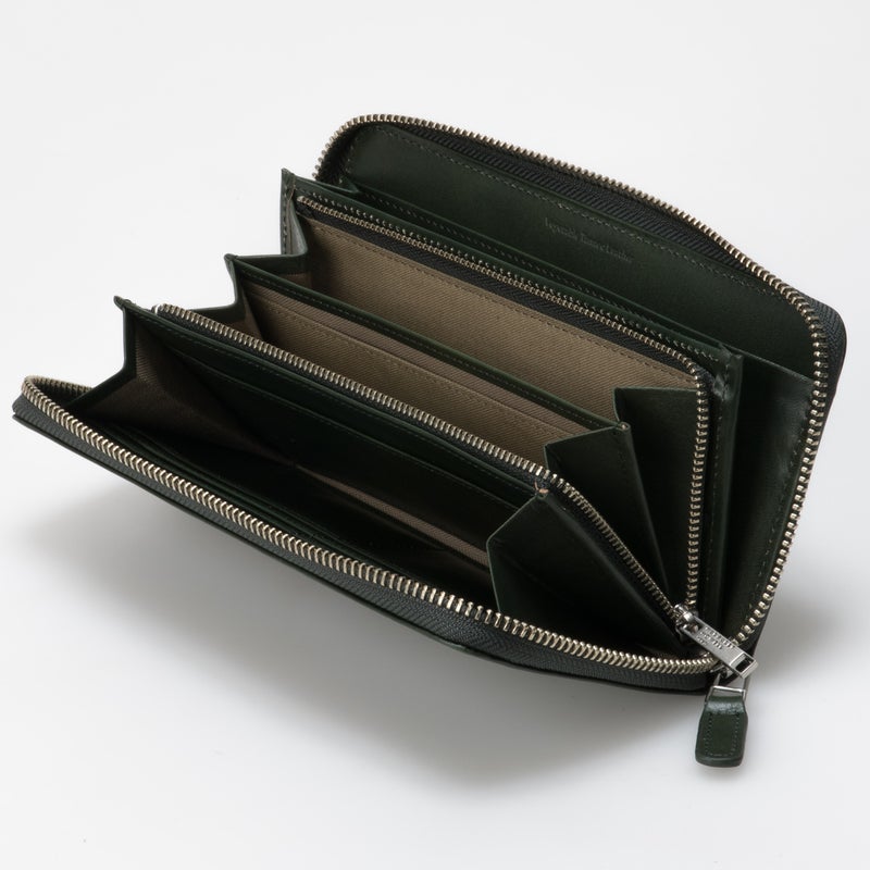 MARGARET HOWELL idea ナチュラルタンニング ラウンドファスナー長財布 グリーン