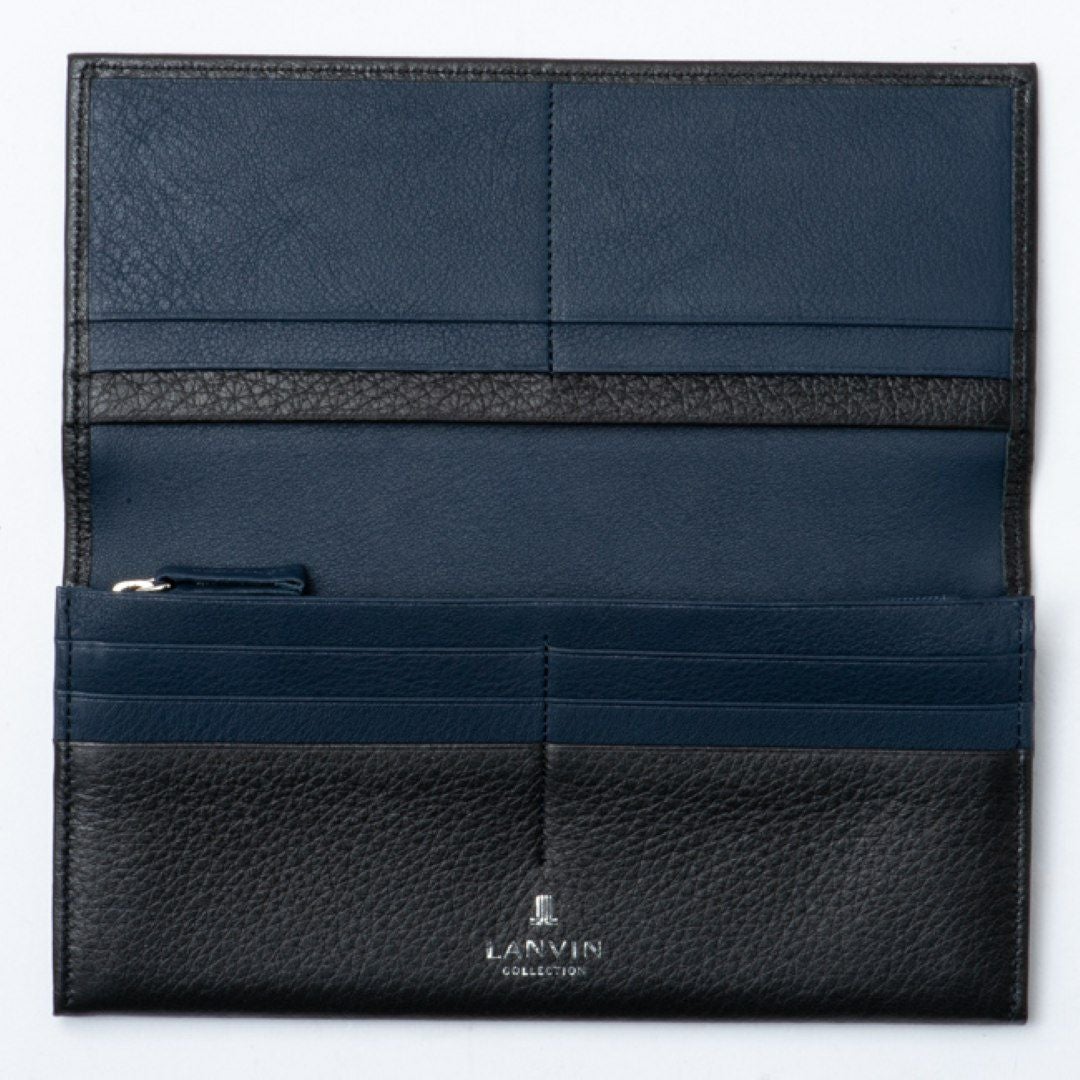LANVIN COLLECTION DEER SKIN かぶせ型長財布 ブラック