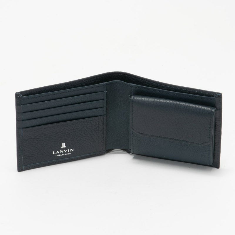 LANVIN COLLECTION DEER SKIN 小銭入れ付き二つ折り財布 ネイビー