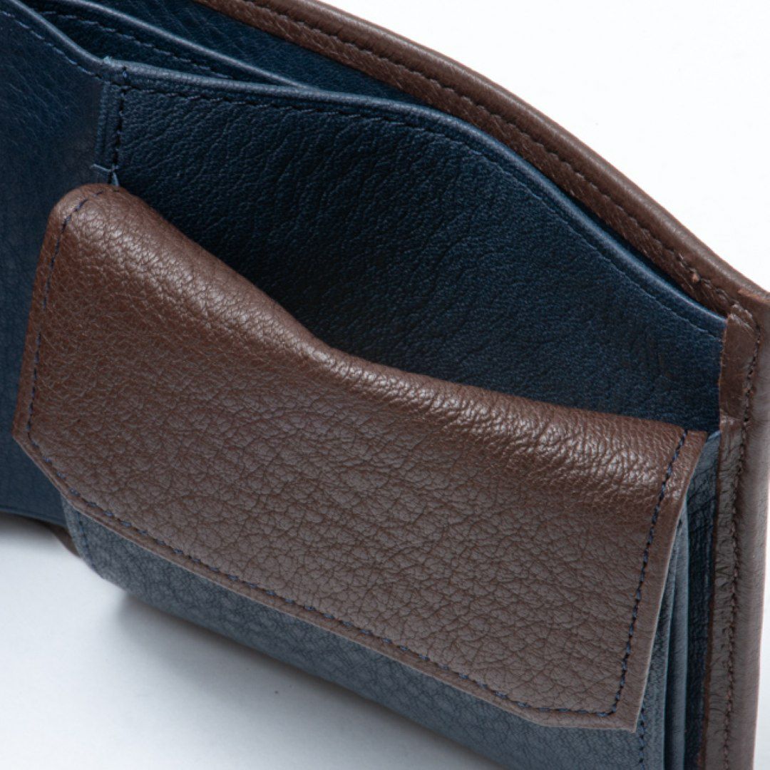 LANVIN COLLECTION DEER SKIN 小銭入れ付き二つ折り財布 チョコ