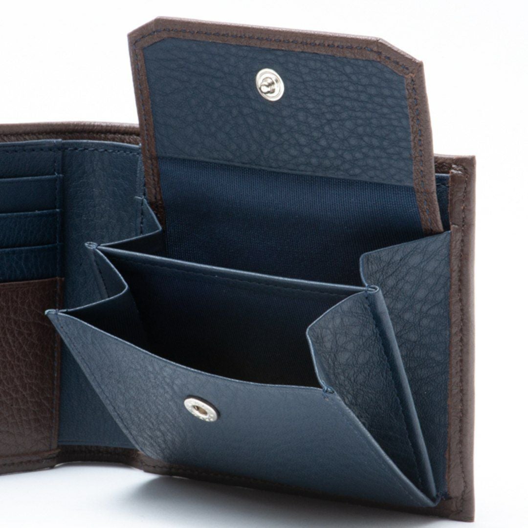 LANVIN COLLECTION DEER SKIN 小銭入れ付き二つ折り財布 チョコ