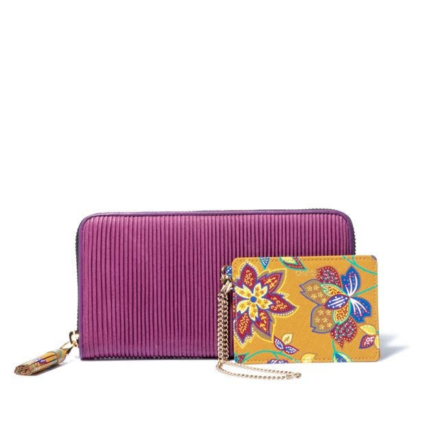 SHiME FLOWER ギャザリー 長財布 パープル