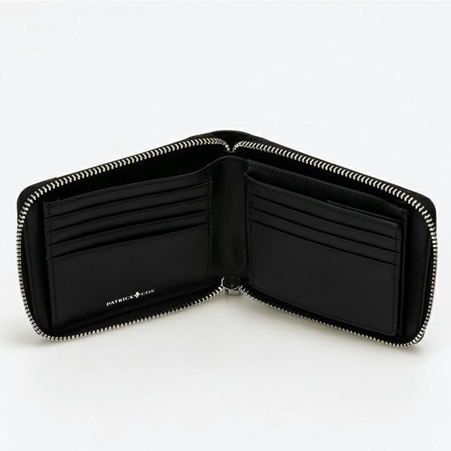 PATRICK COX プレイドキングス 小銭入付 ラウンドファスナー二つ折り財布 ブラック