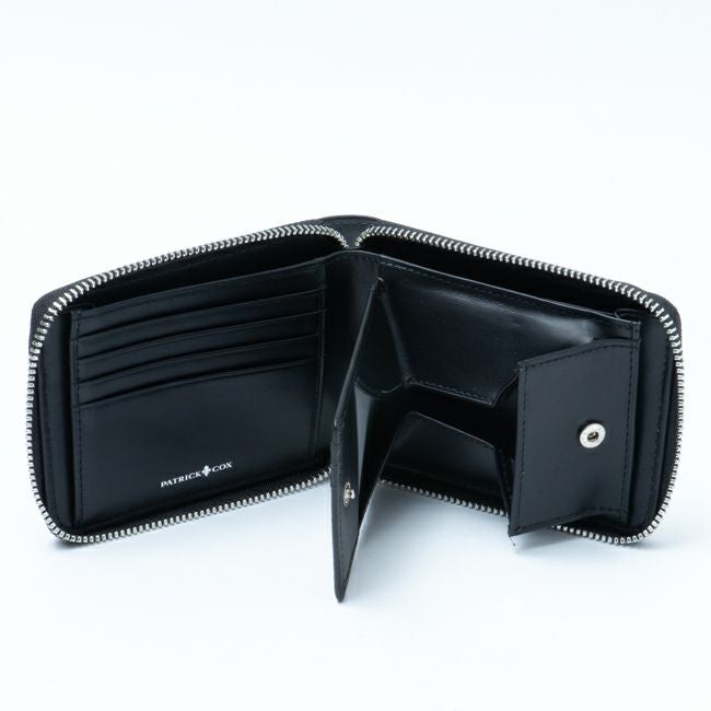 PATRICK COX プレイドキングス 小銭入付 ラウンドファスナー二つ折り財布 グレー