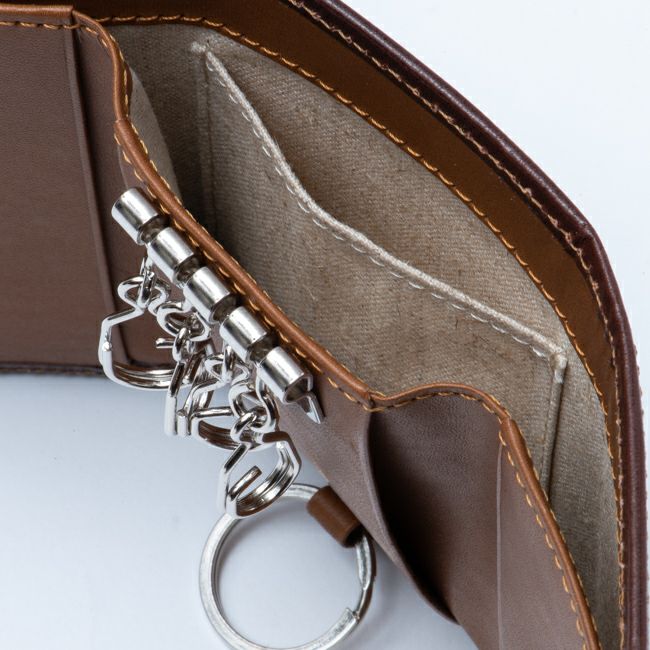 MARGARET HOWELL ideaエージングエフェクト キーケース付き札入れ チョコ