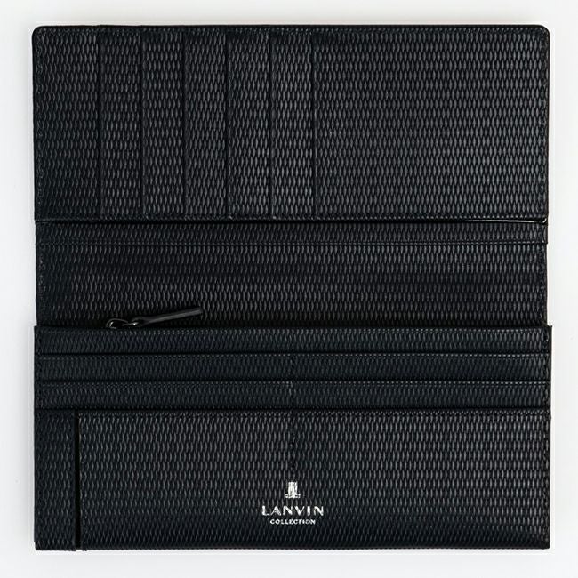 LANVIN COLLECTION LEATHER COMBINATION かぶせ型長財布 ネイビー