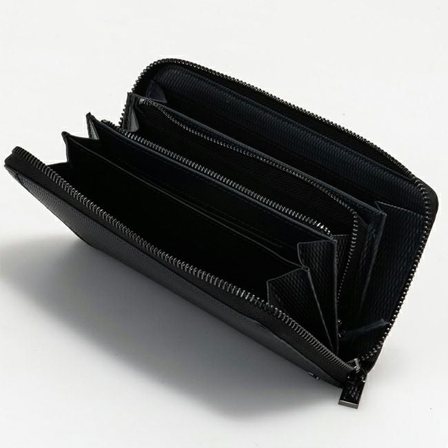 LANVIN COLLECTION LEATHER COMBINATION ラウンドファスナー長財布 ネイビー