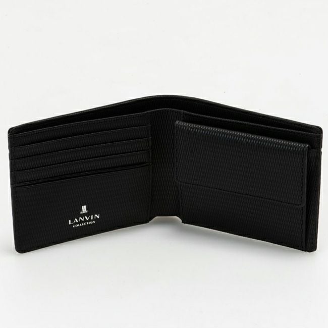 LANVIN COLLECTION LEATHER COMBINATION 小銭入れ付き二つ折り財布 ブラック