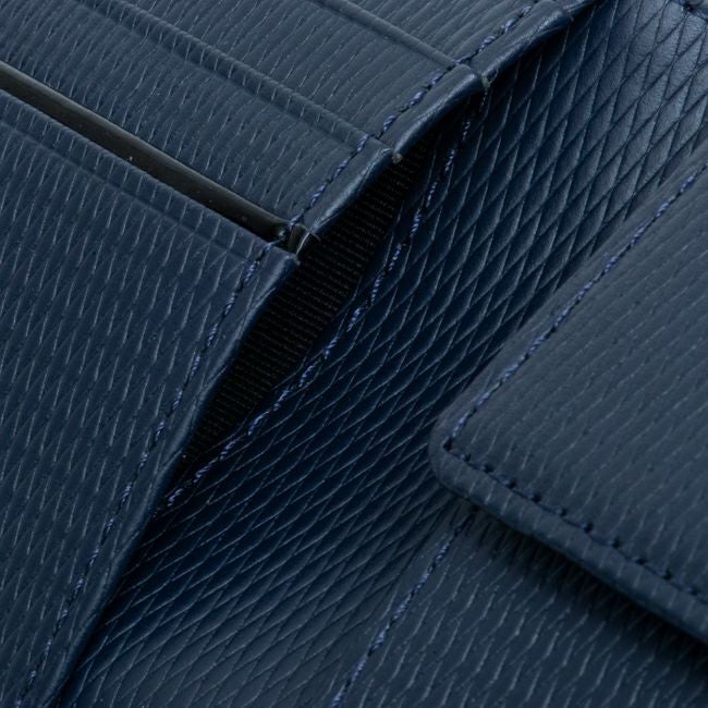 LANVIN COLLECTION LEATHER COMBINATION 小銭入れ付き二つ折り財布 ネイビー