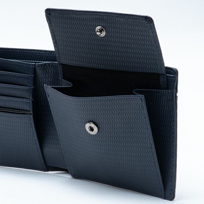 LANVIN COLLECTION LEATHER COMBINATION 小銭入れ付き二つ折り財布 ネイビー