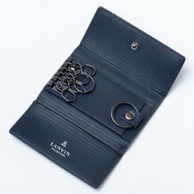 LANVIN COLLECTION LEATHER COMBINATION キーケース ネイビー