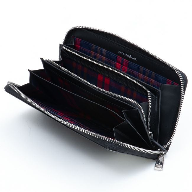 PATRICK COX エンボスレザーコンビネーション ラウンドファスナー長