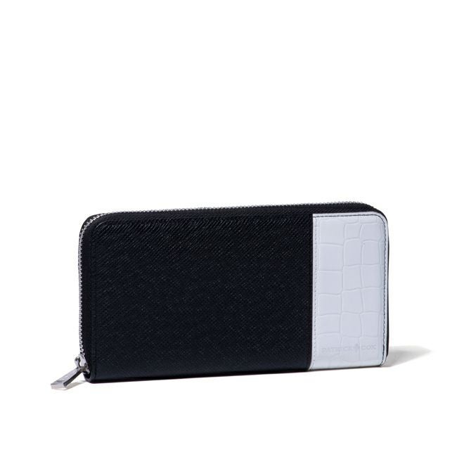 PATRICK COX エンボスレザーコンビネーション ラウンドファスナー長