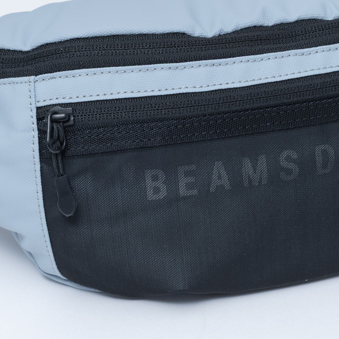 BEAMS DESIGN ELASTIC MESH ボディバッグ【BMMH0BS2】 ライトグレー