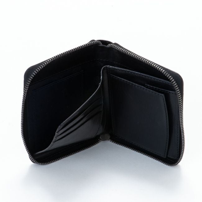 Dubeige ADVAN LEATHER ラウンドファスナー縦型折り財布 ネイビー