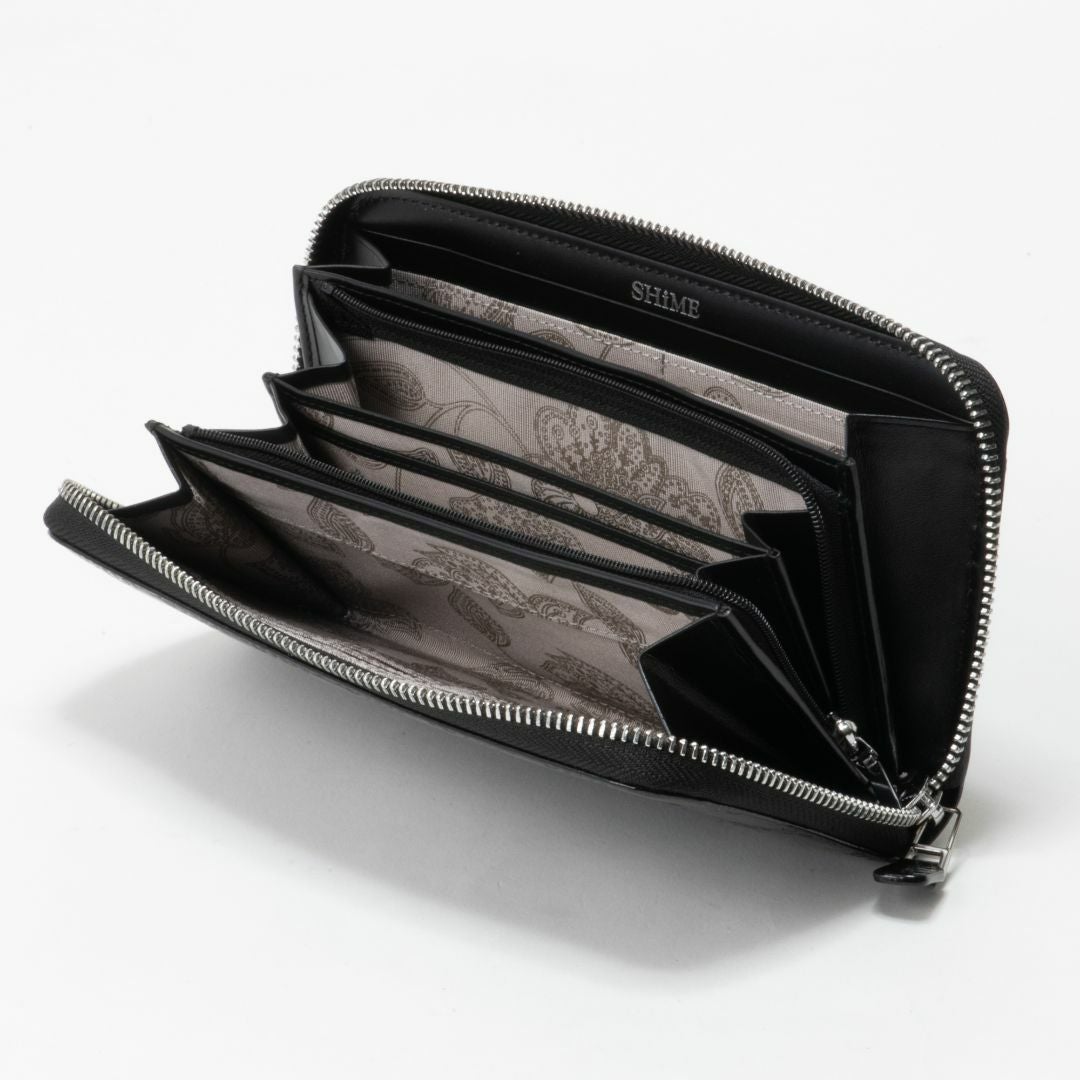 SHiME FLOWER アジネスエナメル ラウンドファスナー長財布 商品｜THE