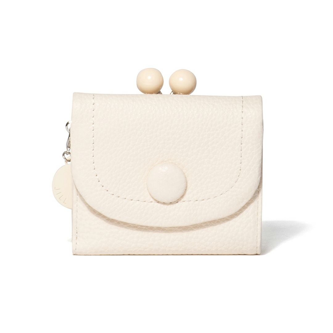 【新品】ジルスチュアート がま口 ホワイト　編込革本革 ブレイズ　折財布 新品】ジルスチュアート がま口 ホワイト 編込革本革 ブレイズ 折財布