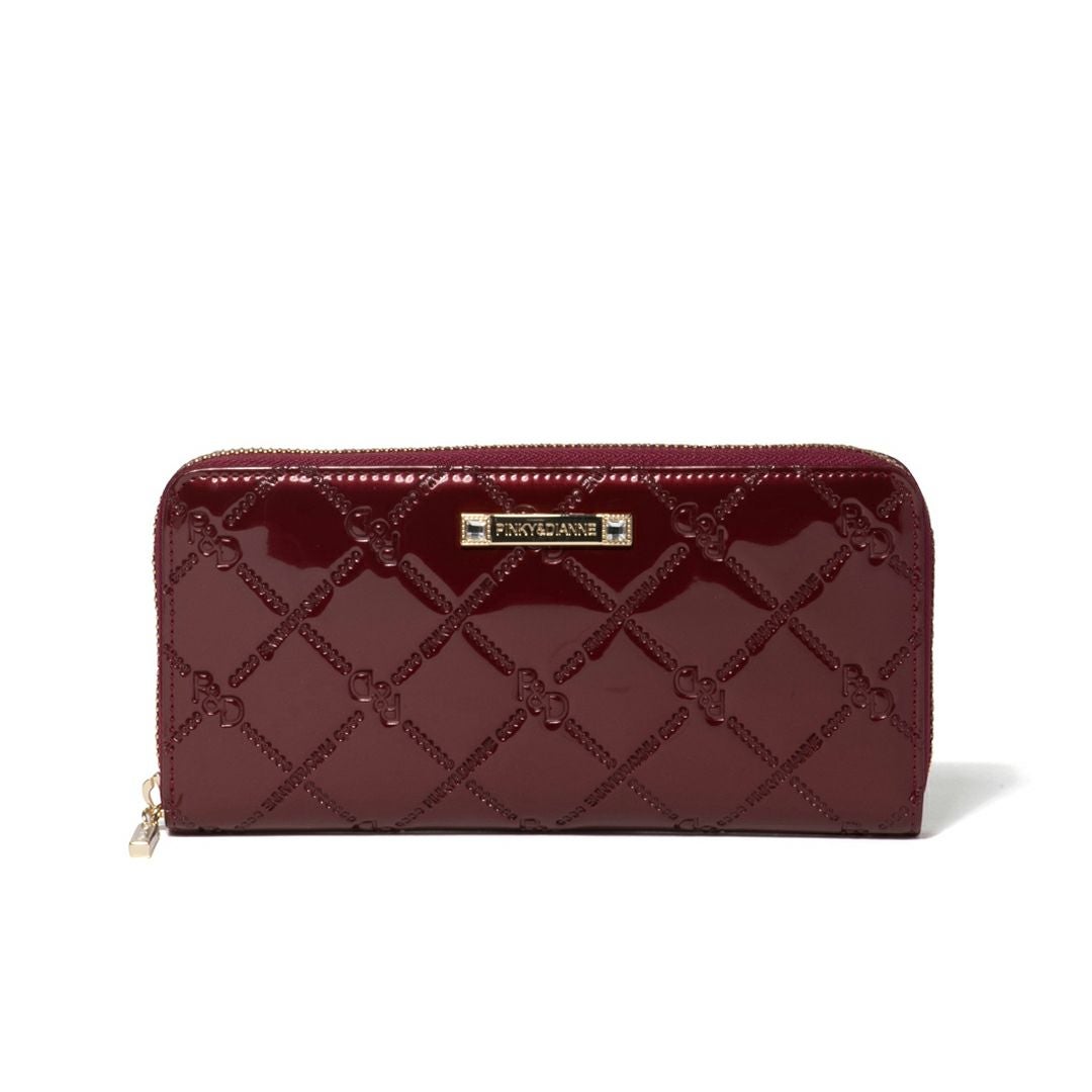 PINKY&DIANNE コモンエナメル ラウンドファスナー長財布 ボルドー
