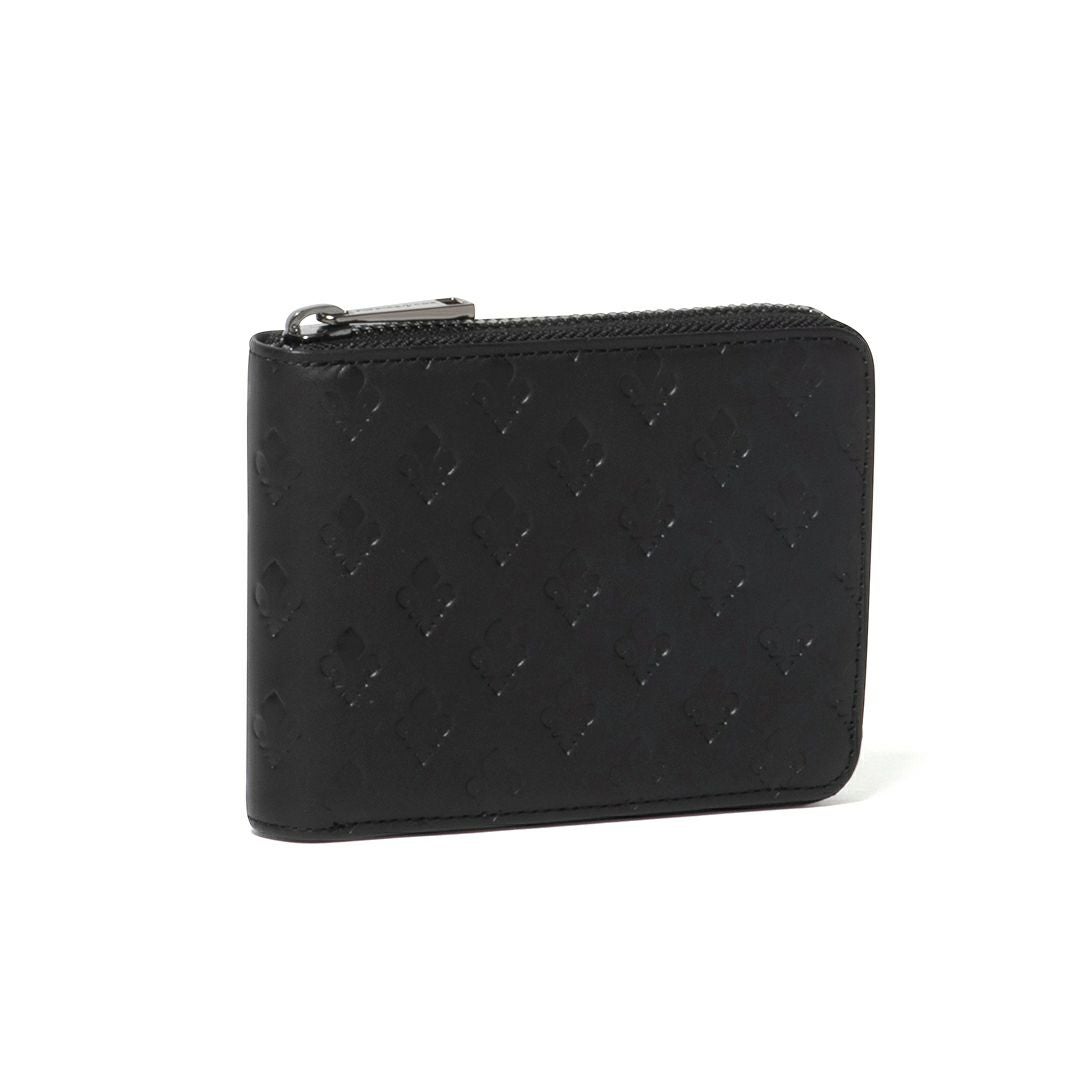 PATRICK COX 二つ折り財布 ラウンドジップ ブロックレザー 黒 新品 パトリックコックス 二つ折り財布 ミニ財布 ラウンドファスナー