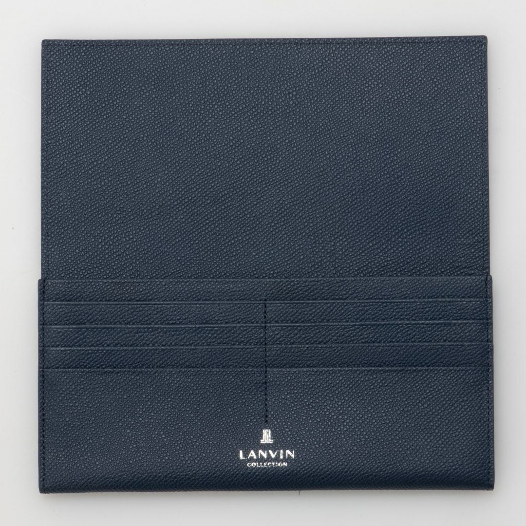 LANVIN COLLECTION THIN CONSTRUCTION かぶせ型長財布 ネイビー