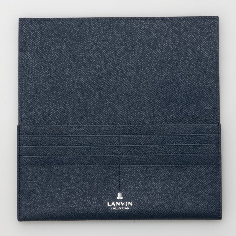 LANVIN COLLECTION THIN CONSTRUCTION かぶせ型長財布 ネイビー