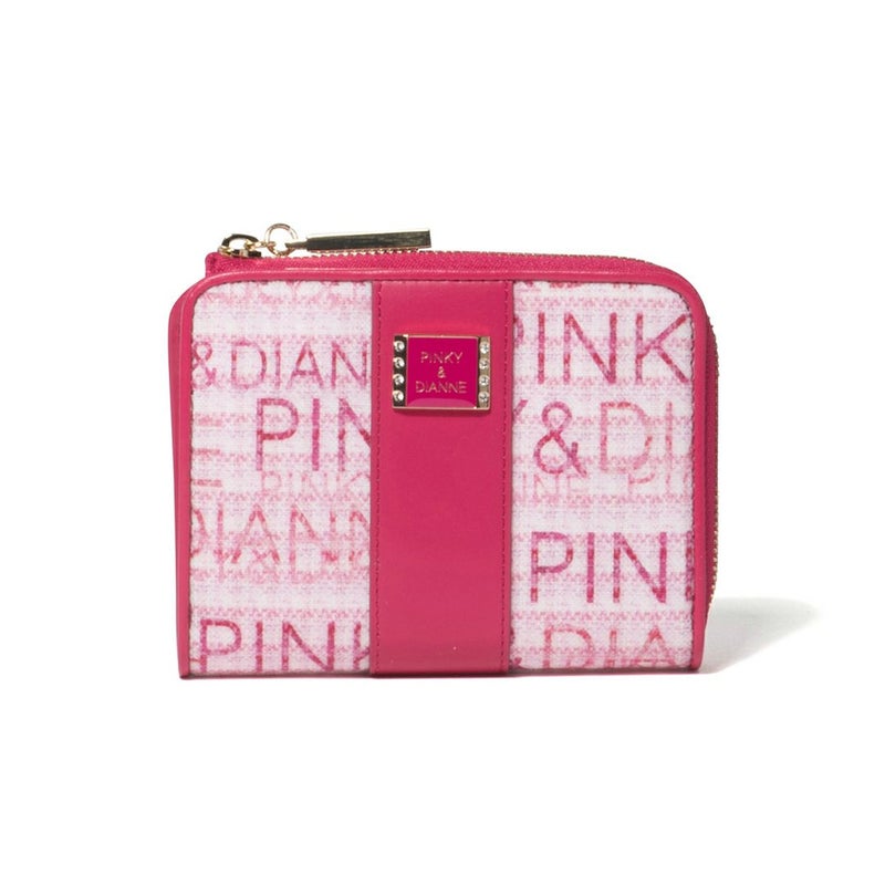 PINKY&DIANNEミックスツイード L字ファスナー折り財布 ピンク
