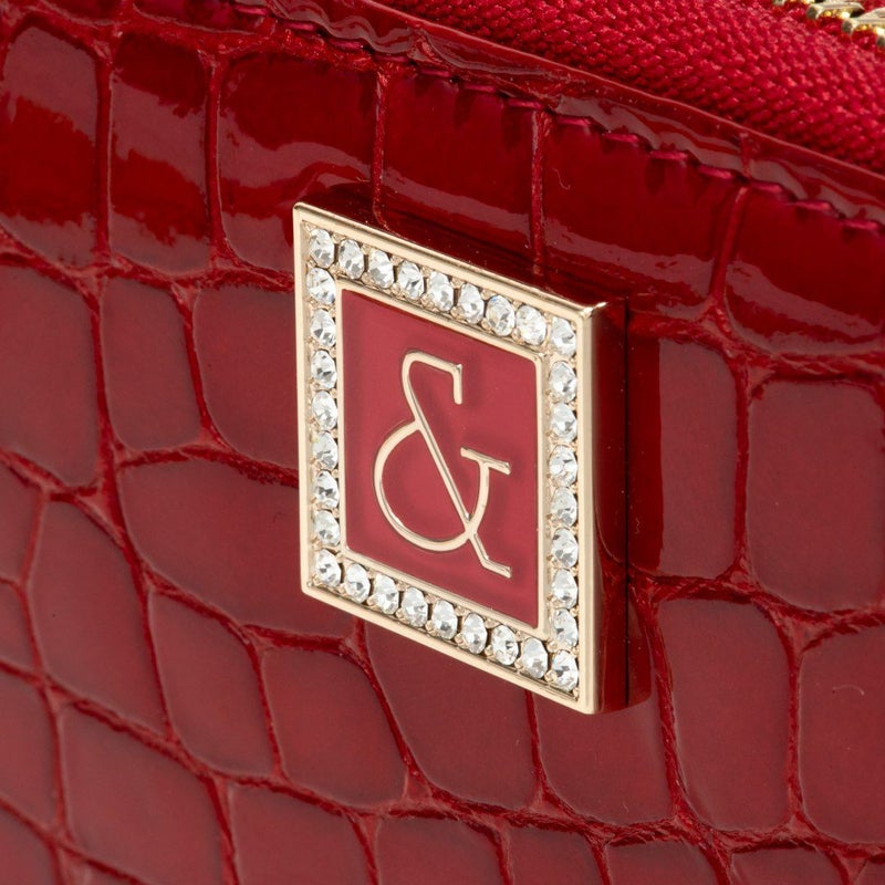 PINKY&DIANNEイタリアンクロコ ラウンドファスナー長財布 レッド