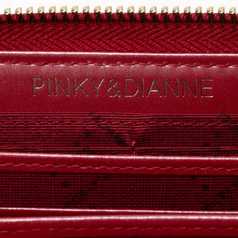 PINKY&DIANNEイタリアンクロコ ラウンドファスナー長財布 レッド