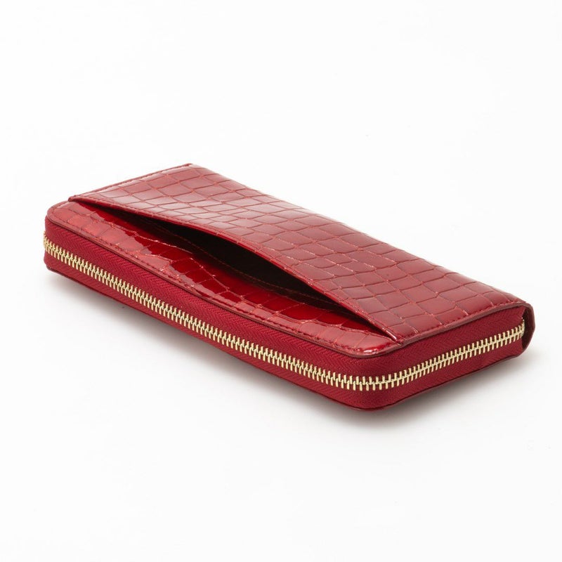 PINKY&DIANNEイタリアンクロコ ラウンドファスナー長財布 レッド