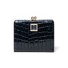 PINKY&DIANNEイタリアンクロコ  口金折り財布 ネイビー